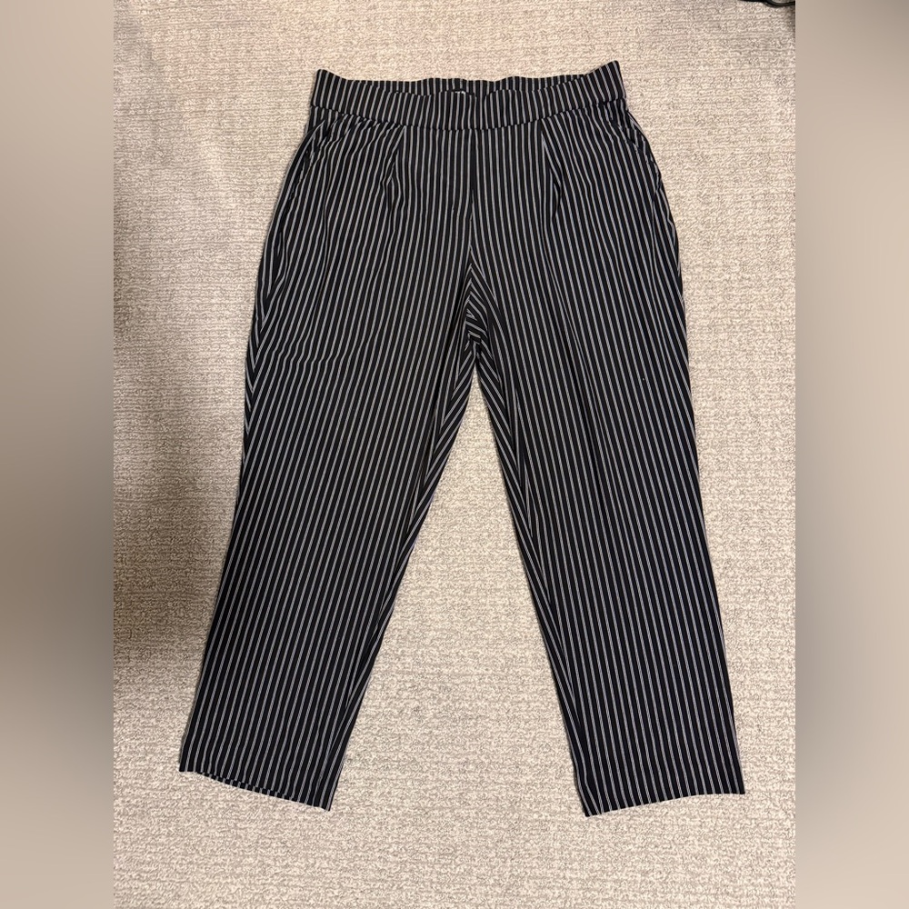 Hilary Radley Black and White Pinstripe Pants